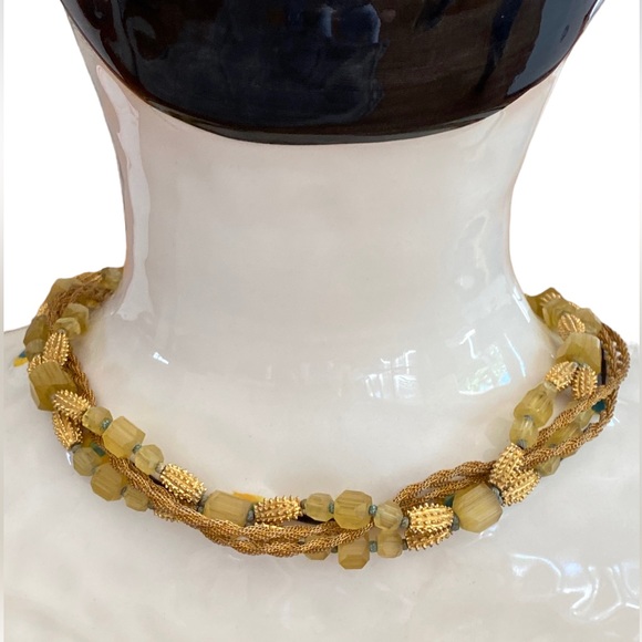 VINTAGE HATTIE CARNEGIE GLASS BEADED THREE STRAND TORSADE NECKLACE 20 3/4” - Picture 14 of 16